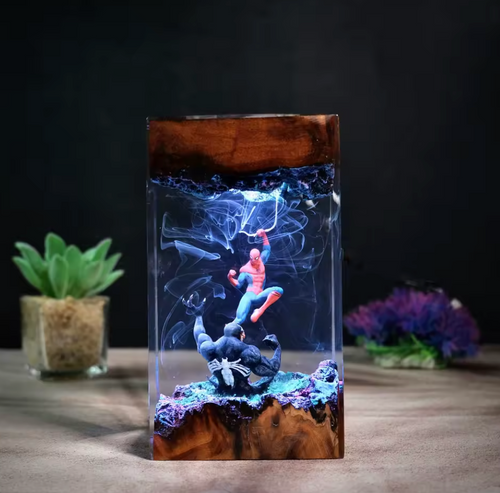 Spider-Man vs. Venom Handcrafted Resin Lamp 🕷️