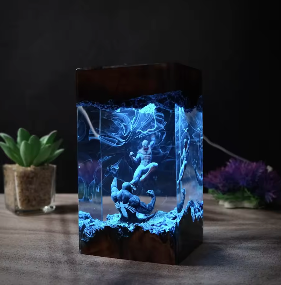 Spider-Man vs. Venom Handcrafted Resin Lamp 🕷️
